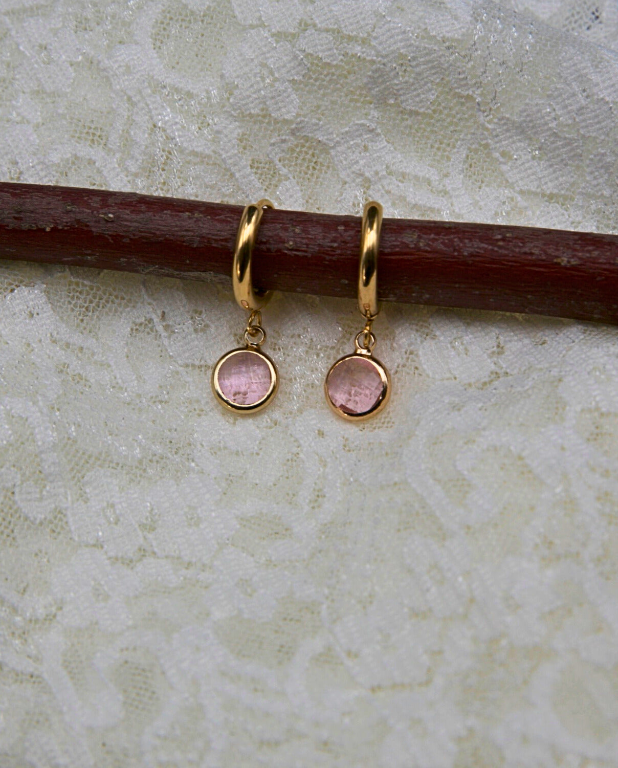 oorbel roos diamant goud