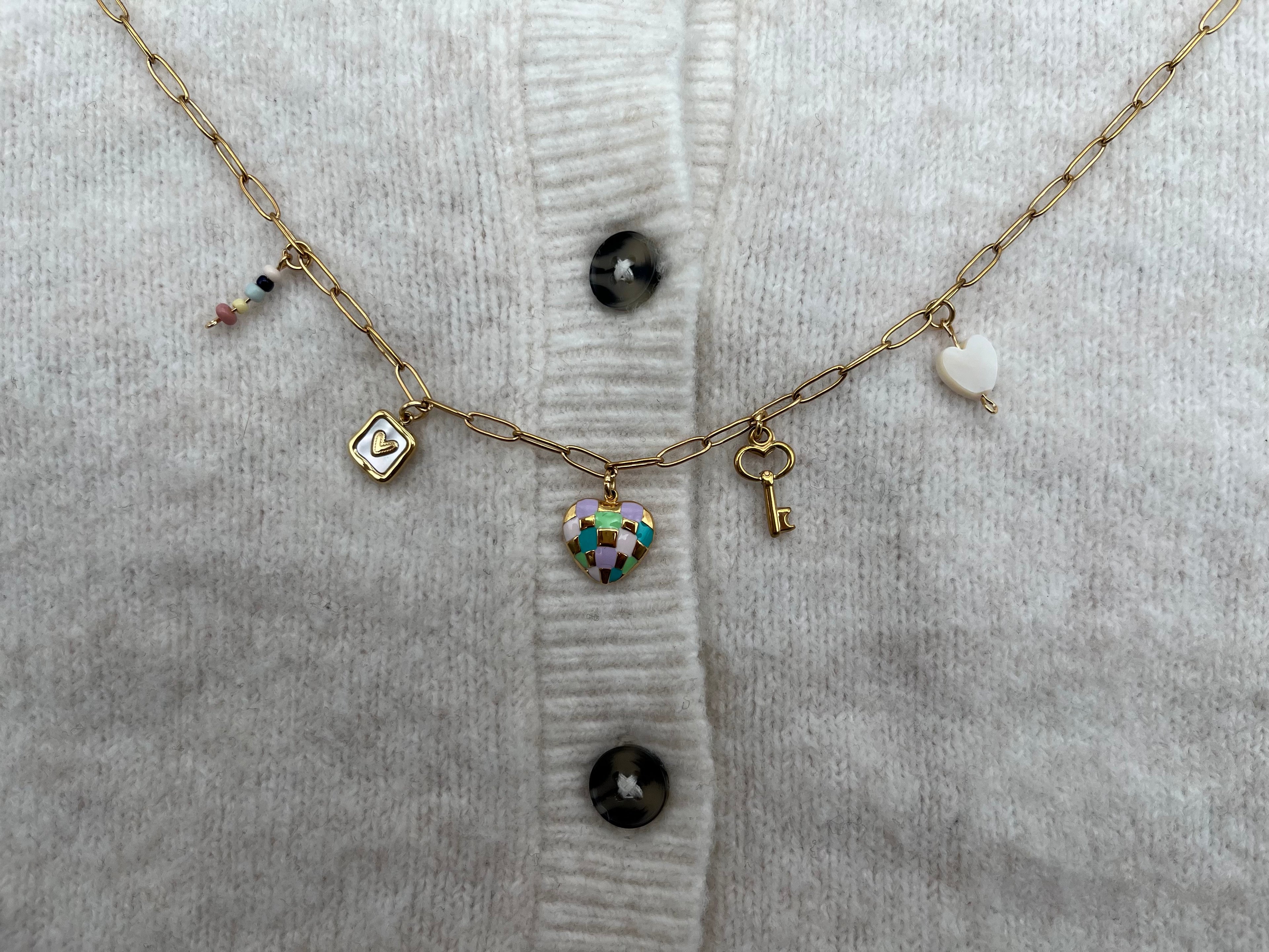 bedelketting Golden heart Key