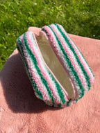 toilettas witte, groene en roze strepen