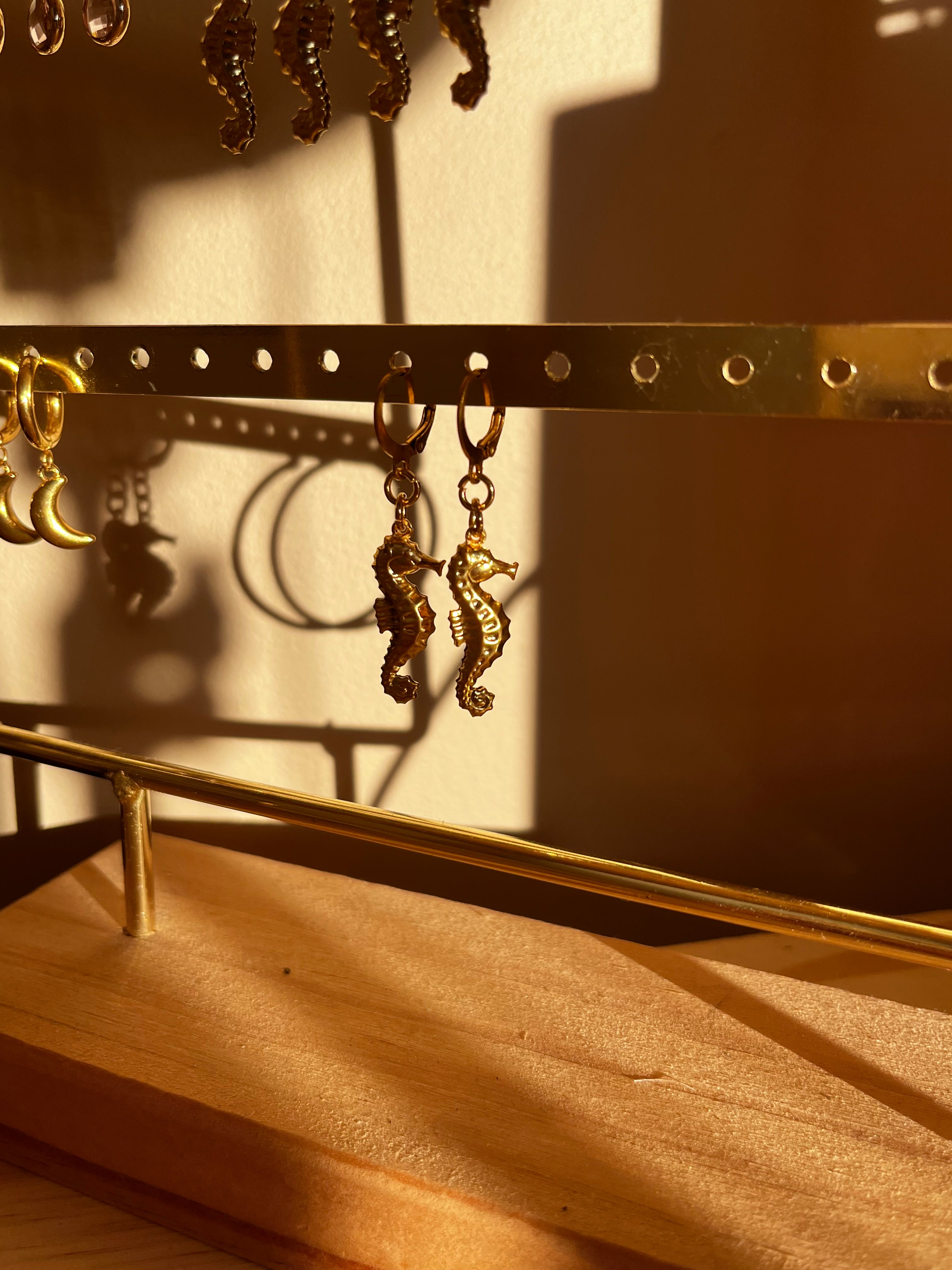 oorbel zeepaard goud