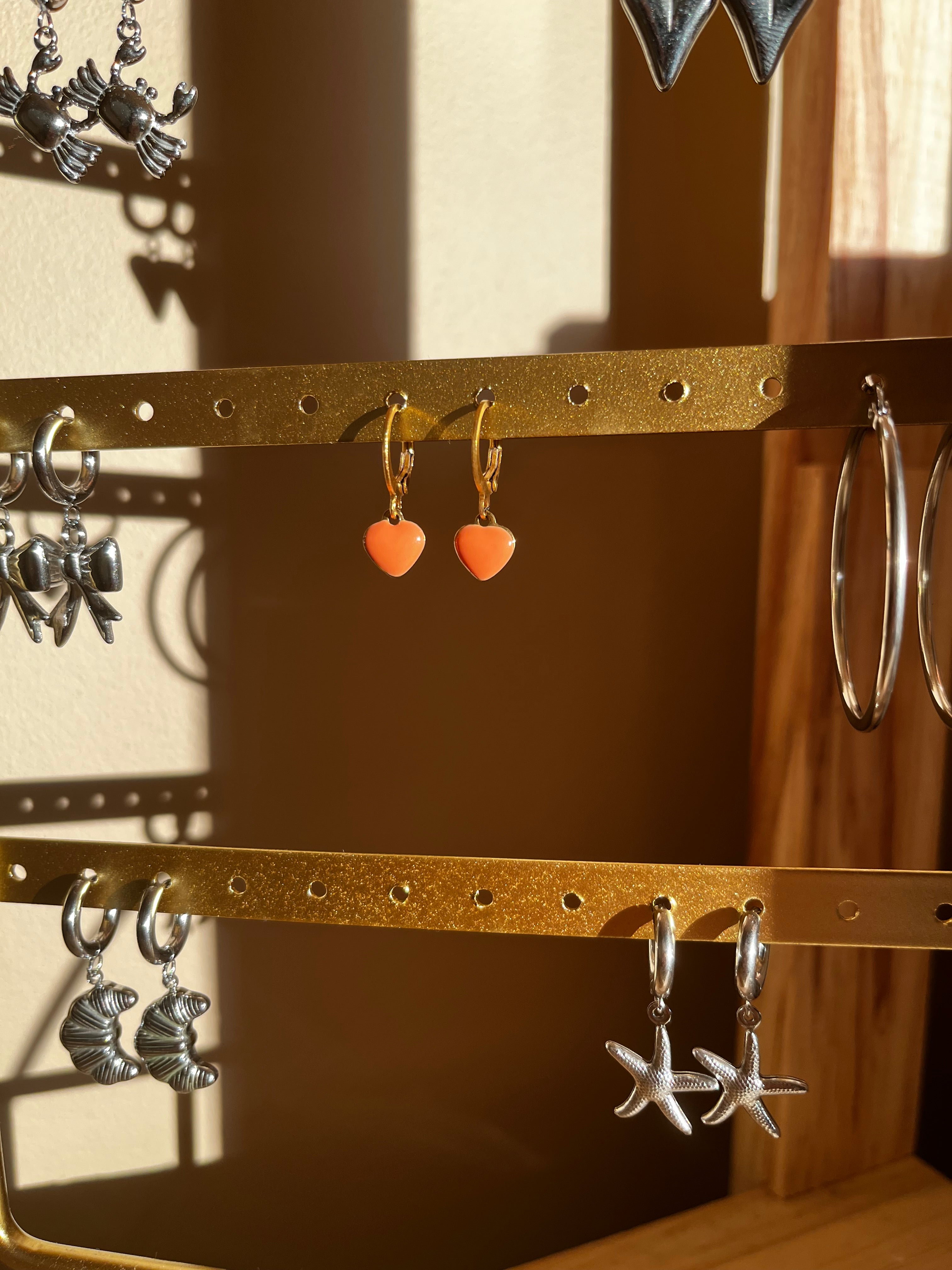 oorbel hartjes oranje goud