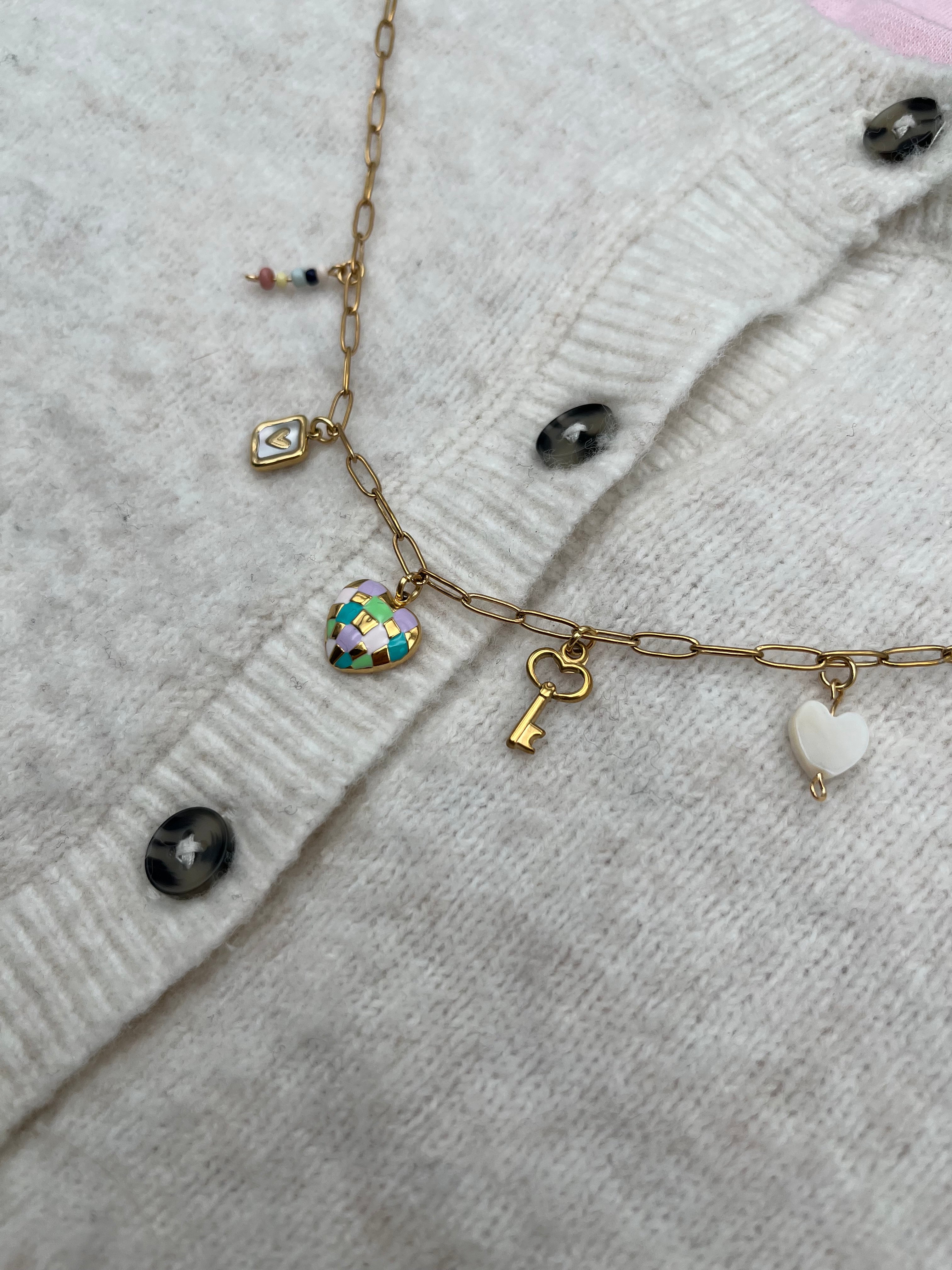 bedelketting Golden heart Key