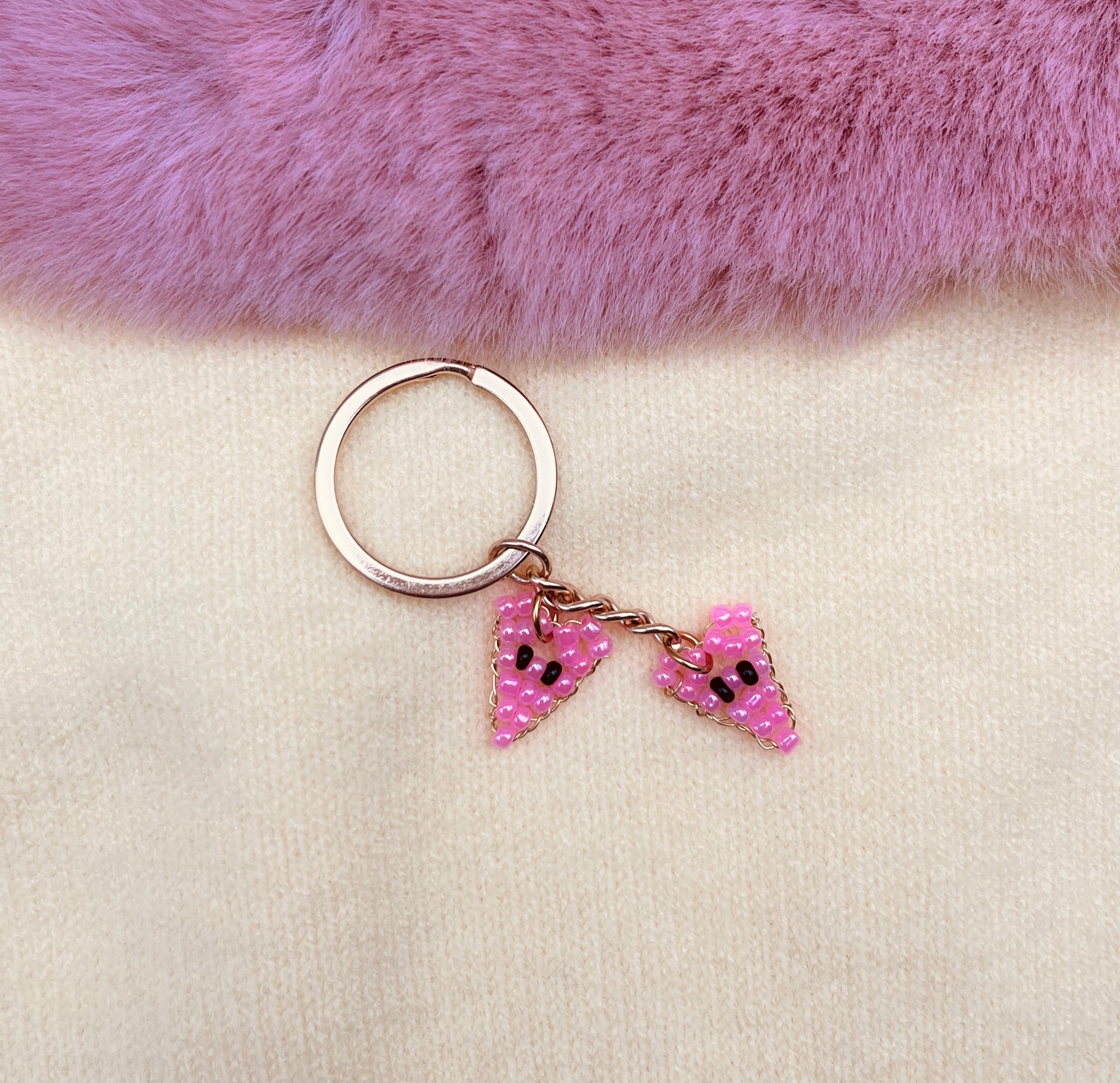 Sleutelhanger pink duo hearts