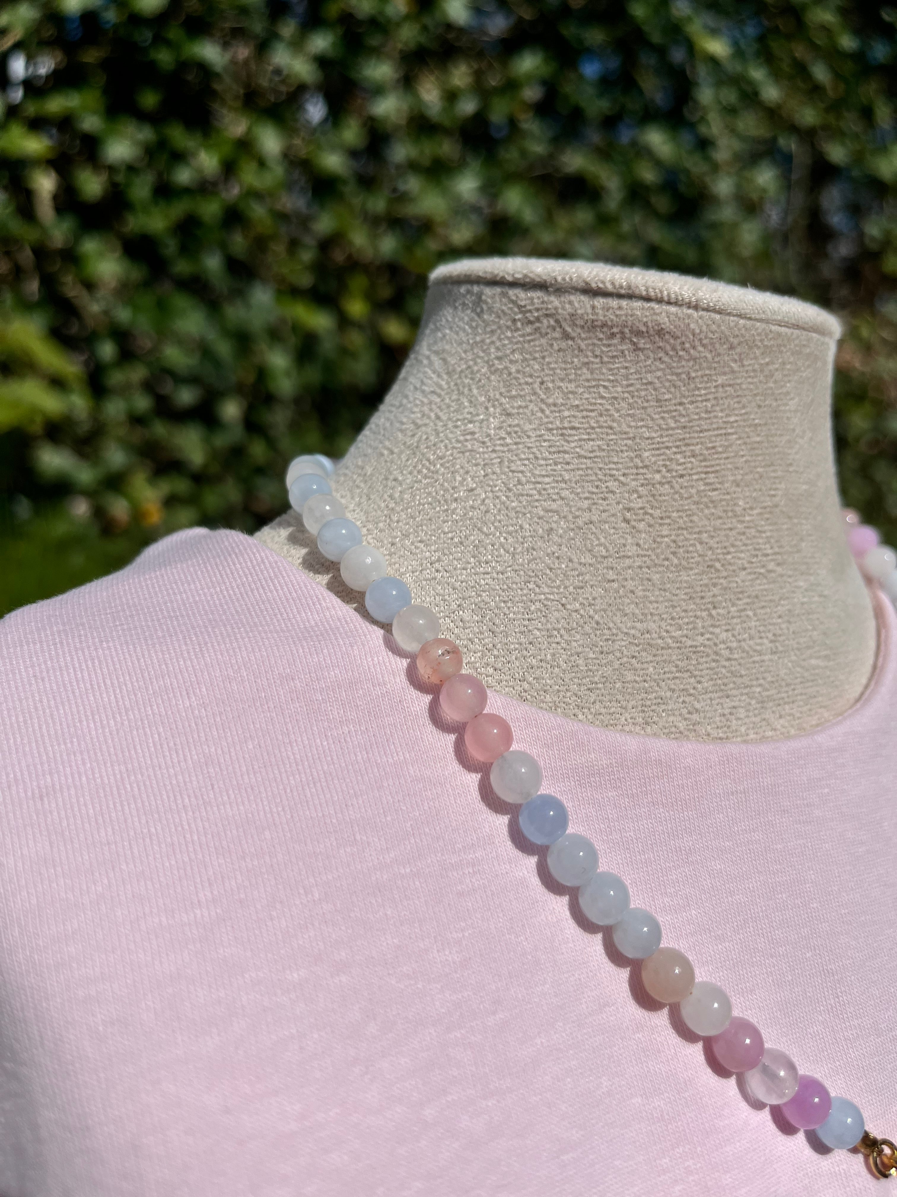 ketting natuursteen pastel and flower